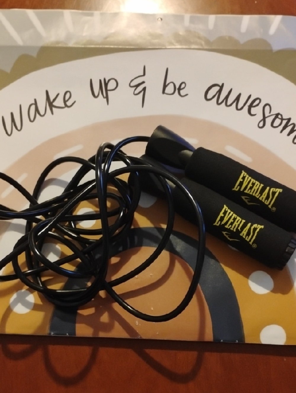 Everlast Black Handles Jump Rope with Yellow Logo